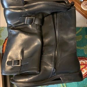 Black calf length boots.  Size 8 1/2